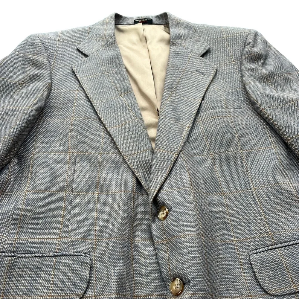 Bowdon Men’s Size 44R Gray Brown Tan‎ Plaid Single Breasted Button Blazer Jacket